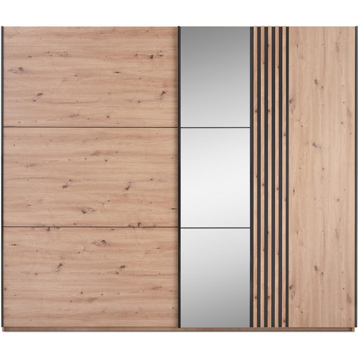 SCHWEBETÜRENSCHRANK Soria mit 2 Türen und Spiegel, 250 cm, eiche Artisan - Eiche Artisan, Holzwerkstoff (250/215/65cm) - Beautysofa