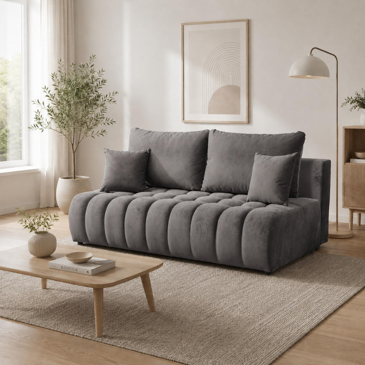 SOFA 200 cm in Graphit - Graphitfarben, Textil (200/92/115cm) - Home Collective