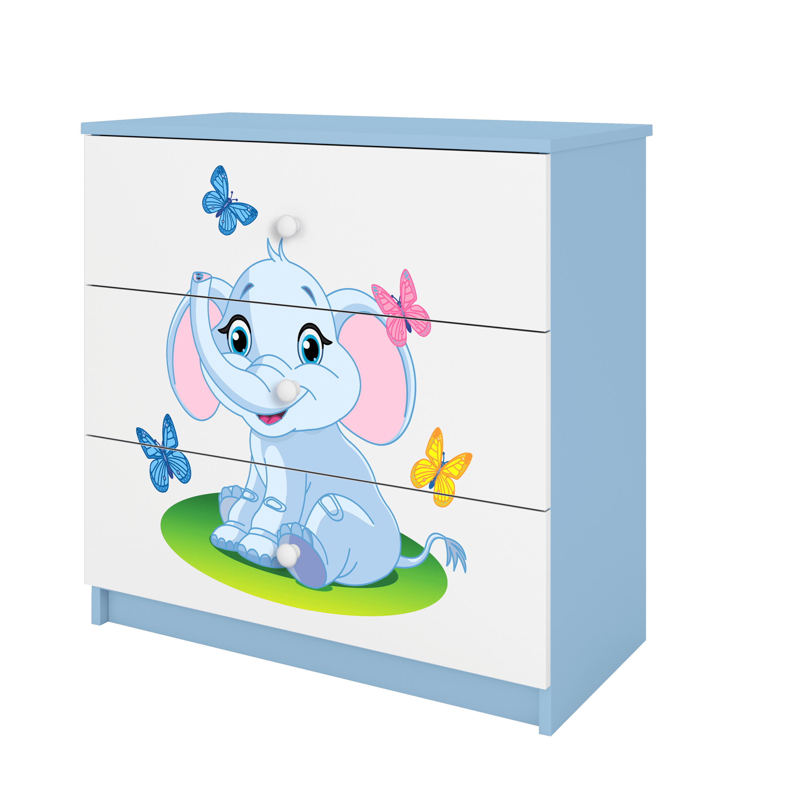 KOMMODE Babydreams Elefant 81/81/41 - Blau, Holzwerkstoff (81/81/41cm) - RAUMHIRSCH FURNITURE