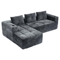 ECKSOFA DE-35203 mit 3 Kissen Hellbraun - Grau, Textil (163/258cm) - ComfortXL