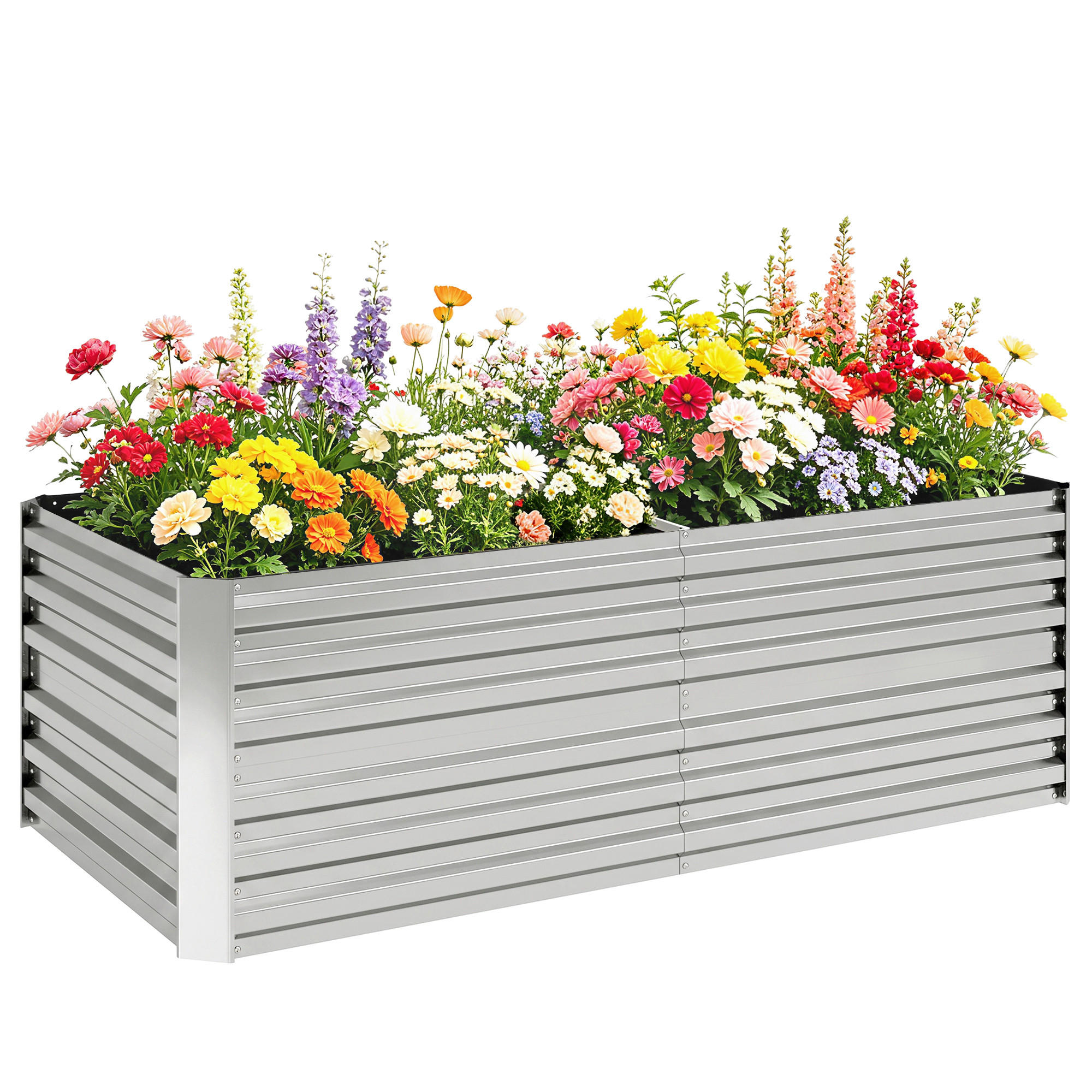 HOCHBEET Grau aus galvanisiertem Stahl mit Verstärkungsstreben 180/90/59 cm - Silberfarben, Metall (180/59/90cm) - PANGIVO