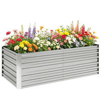 HOCHBEET Grau aus galvanisiertem Stahl mit Verstärkungsstreben 180/90/59 cm - Silberfarben, Metall (180/59/90cm) - PANGIVO