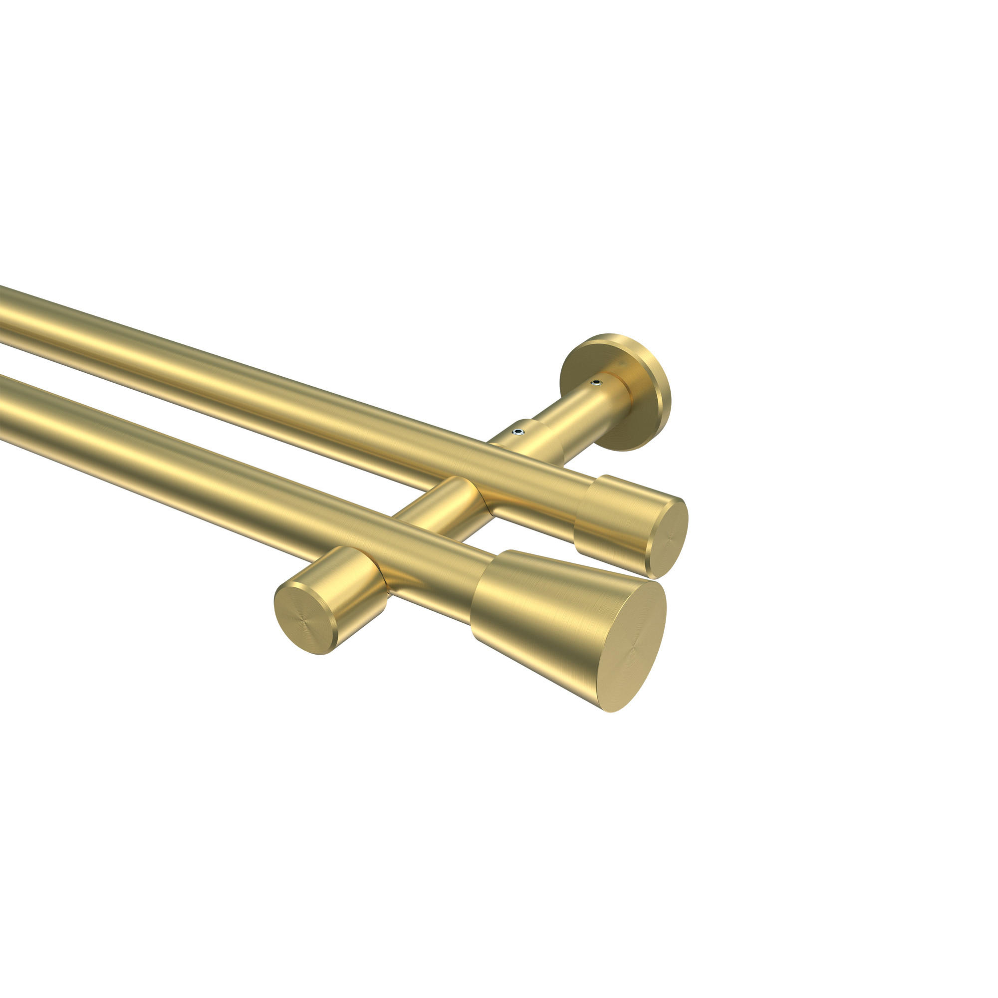 GARDINENSTANGE Prestige Sitra 360 cm (geteilt in 2 x 180 cm), 2-läufig (ohne Ringe), 20 mm Ø Messing-Optik - Messingfarben, Metall (360cm) - INTERDECO