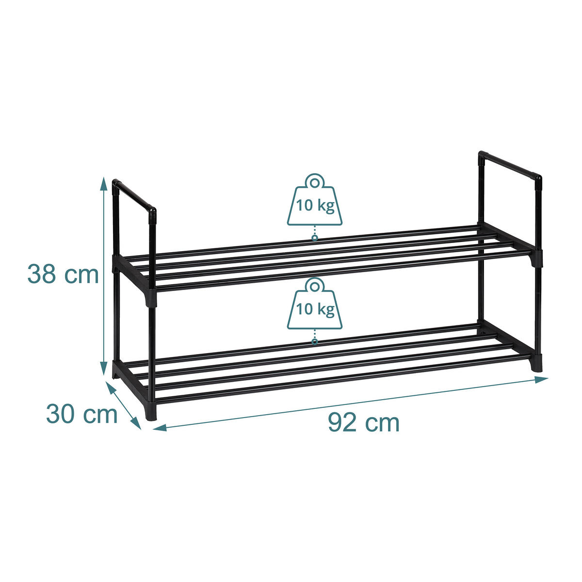 BOTNÍK - černá, kov/plast (92/38/30cm) - Relaxdays