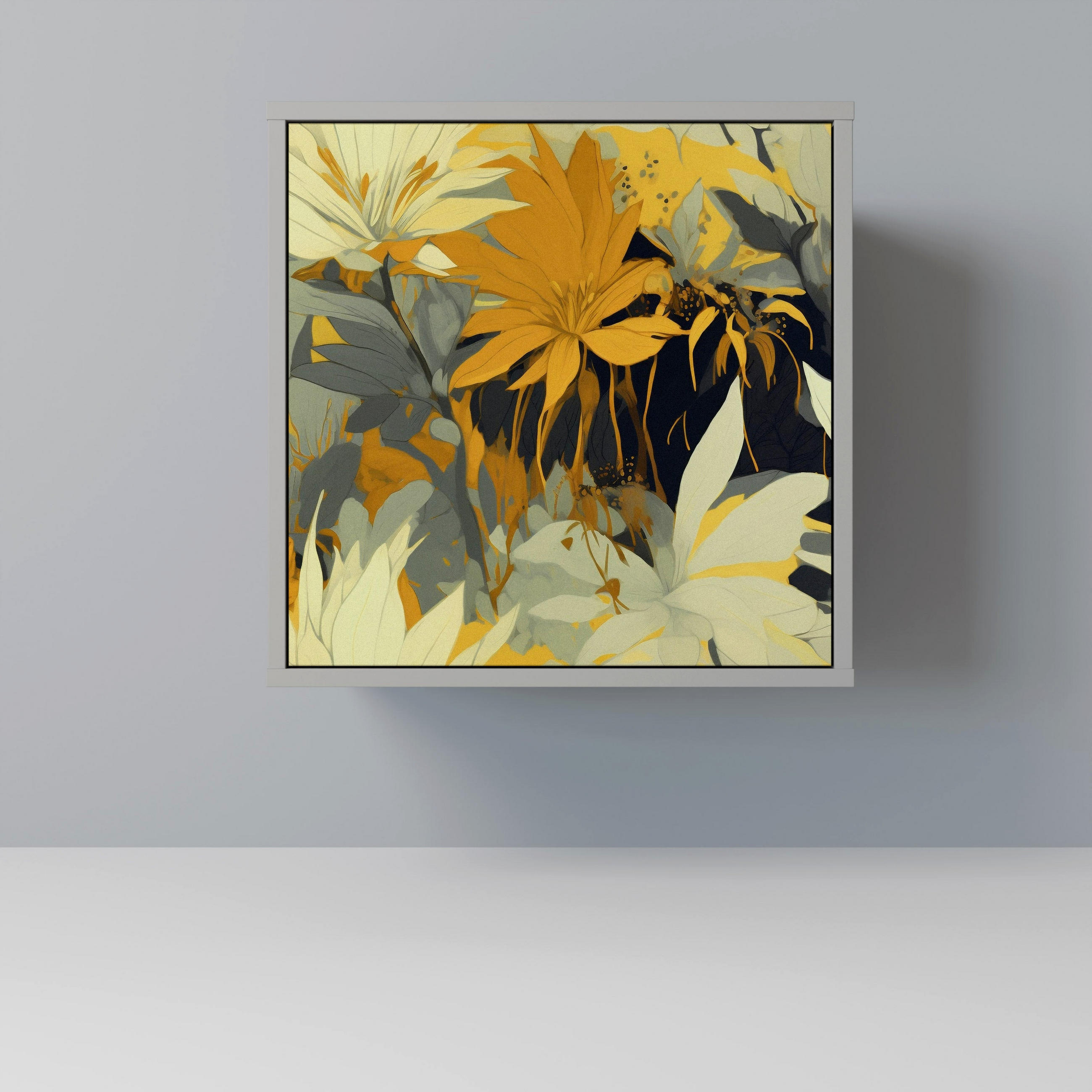 SIDEBOARD SUNKISSED LILY, Grau, 57,5x42x57,5 cm, Ohne Füße - Multicolor/Grau, Holzwerkstoff (57.5/57.5/42cm) - SpaceRebels