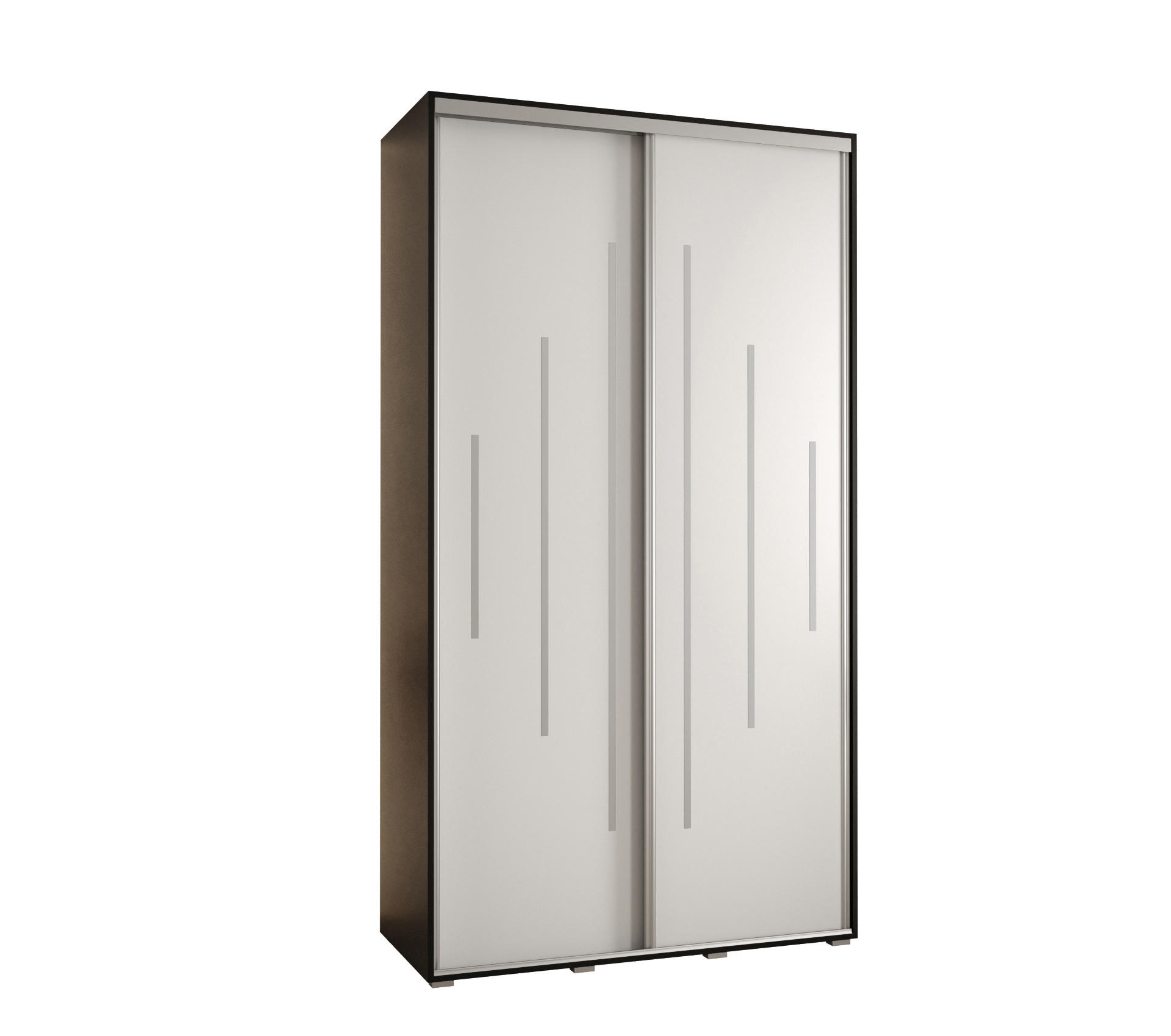 Abiks Möbel Schwebetürenschrank Schwarz, Weiß, Silber 140x235x60 cm