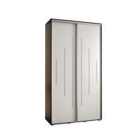 SCHWEBETÜRENSCHRANK 235,2/140/45 2-türig - Silberfarben/Schwarz, Holz/Metall (140/235/45cm) - Abiks Möbel