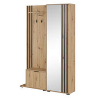 GARDEROBE Schwarz MELA Artisan Laminiert Mit Spiegel - Schwarz/Eiche Artisan, Holzwerkstoff (131/192/40cm) - Sepro Meble