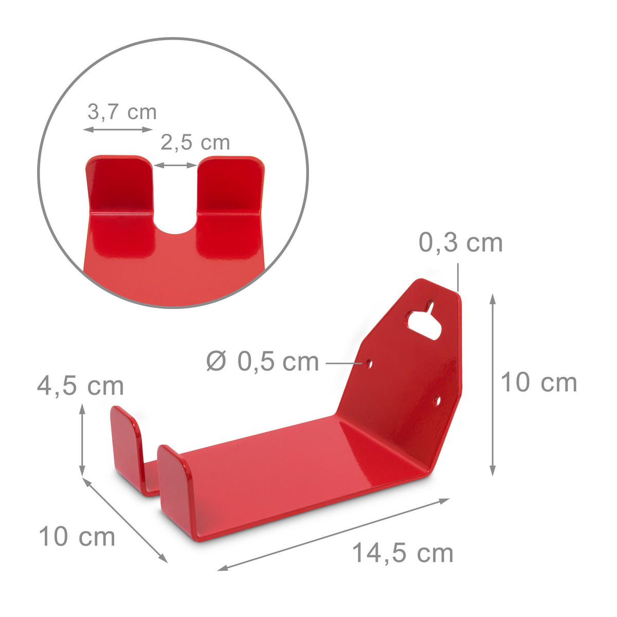 FAHRRADWANDHALTERUNG Rot Metall für Pedal 20 kg - Rot, Metall (10/16/16cm) - Relaxdays