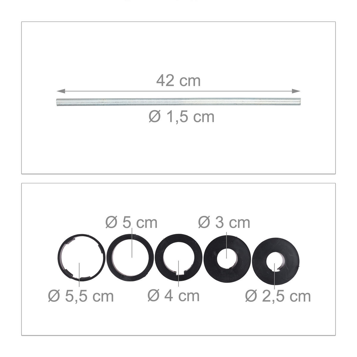 2XZEMNÁ hriadeľ - strieborná, kov/plast (7/56/10cm) - Relaxdays