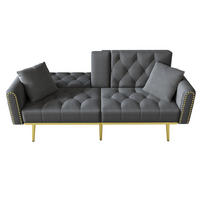 SCHLAFSOFA Samt mit verstellbarer Rückenlehne und Getränkehalter Grau 175/80/73,5 cm - Grau, Textil (73.5/175/80cm) - Redom