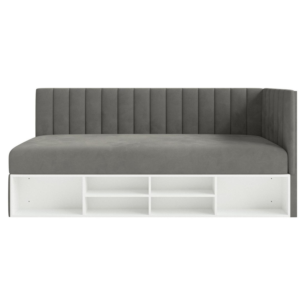 JUGENDBETT Ventrio Dunkelgrau Easy-Clean-Samtbezug 90x200 cm - Dunkelgrau, Holz/Textil (90/200cm) - Selsey