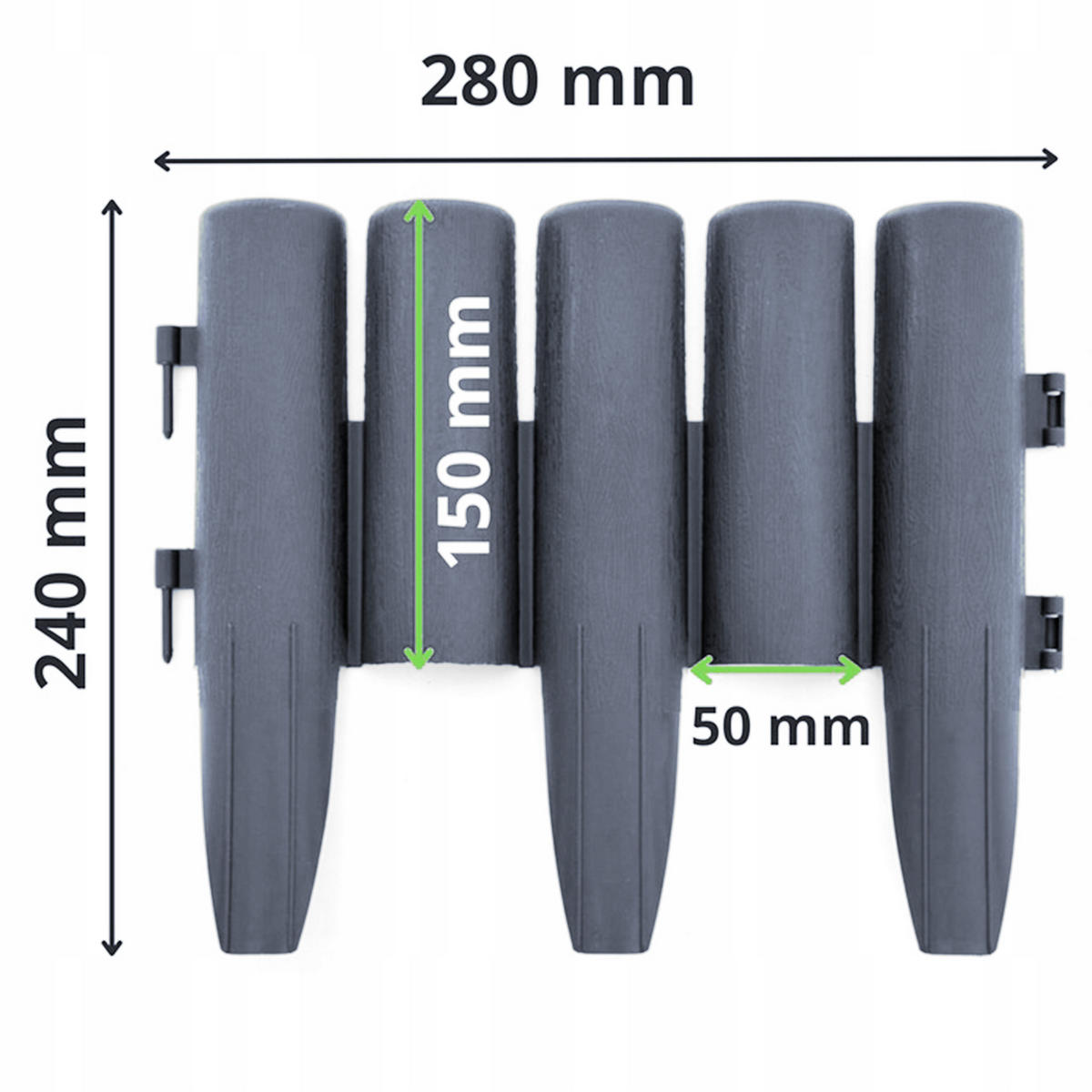 RASENKANTE 10-er Set Kunststoff Grau - Grau, Kunststoff (5/15/28cm) - KRUMAD
