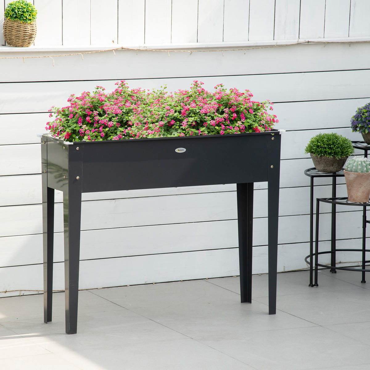 HOCHBEET DE-15979 mit Abflussloch Schwarz - Schwarz, Metall (100/80/30cm) - ComfortXL