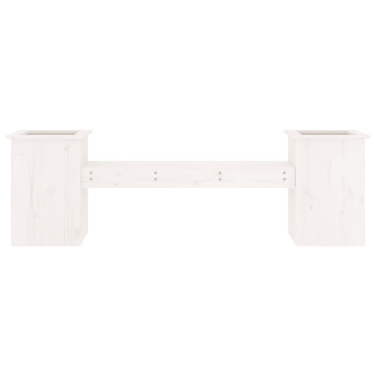 GARTENBANK mit Pflanzkübeln Weiß 184,5x39,5x56,5 cm Kiefernholz - Weiß, Holz (39.5/56.5/184.5cm) - furnicato