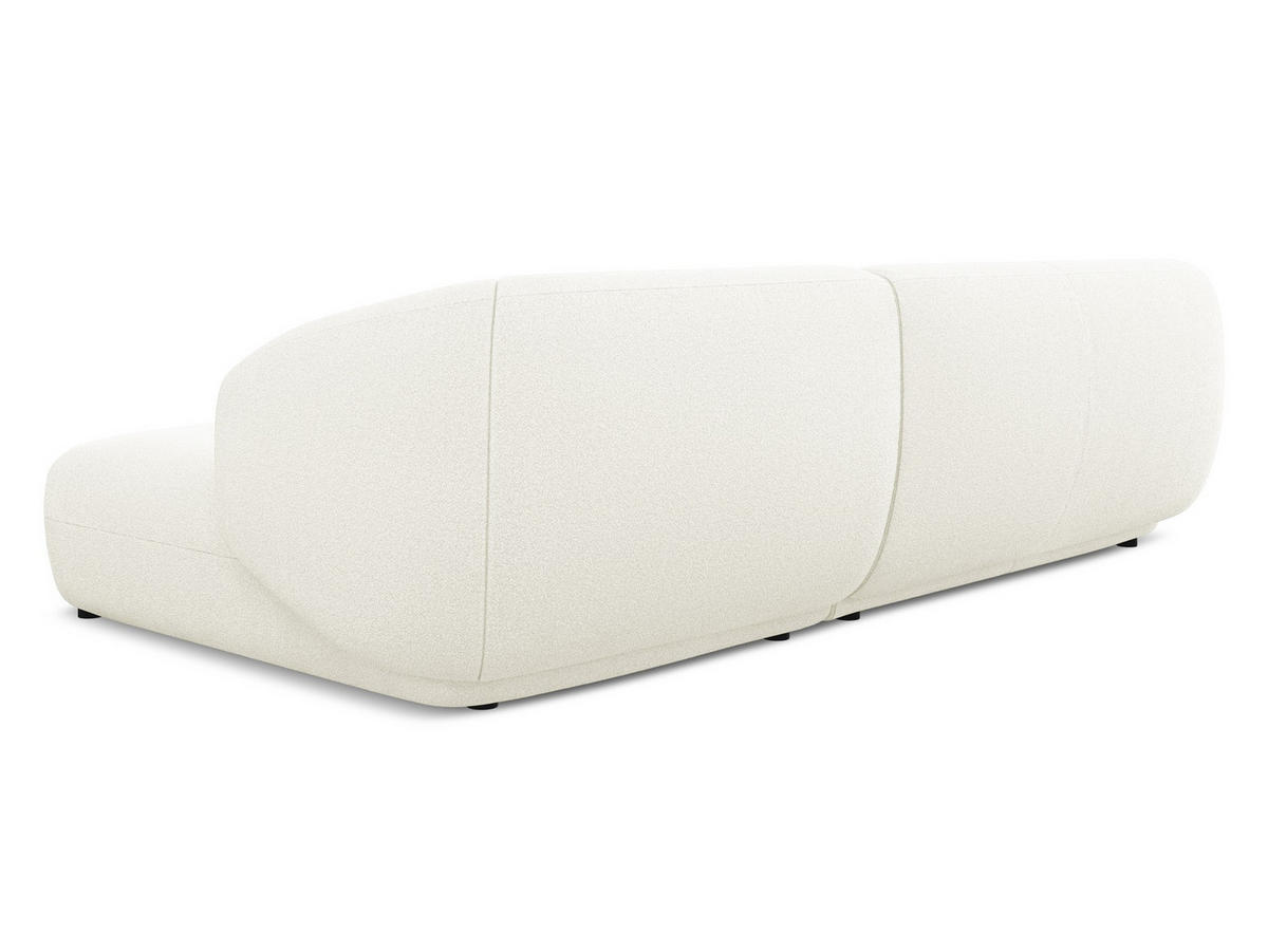ECKSOFA Rechts Bouclé Stoff Weiß - Schwarz/Weiß, Kunststoff/Textil (280/156cm) - Makamii