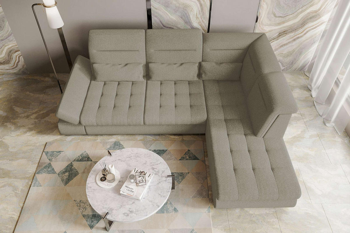 ECKSOFA Toscana Strukturstoff inkl. Schlaffunktion - Hellbraun, Textil (279/227cm) - 99rooms