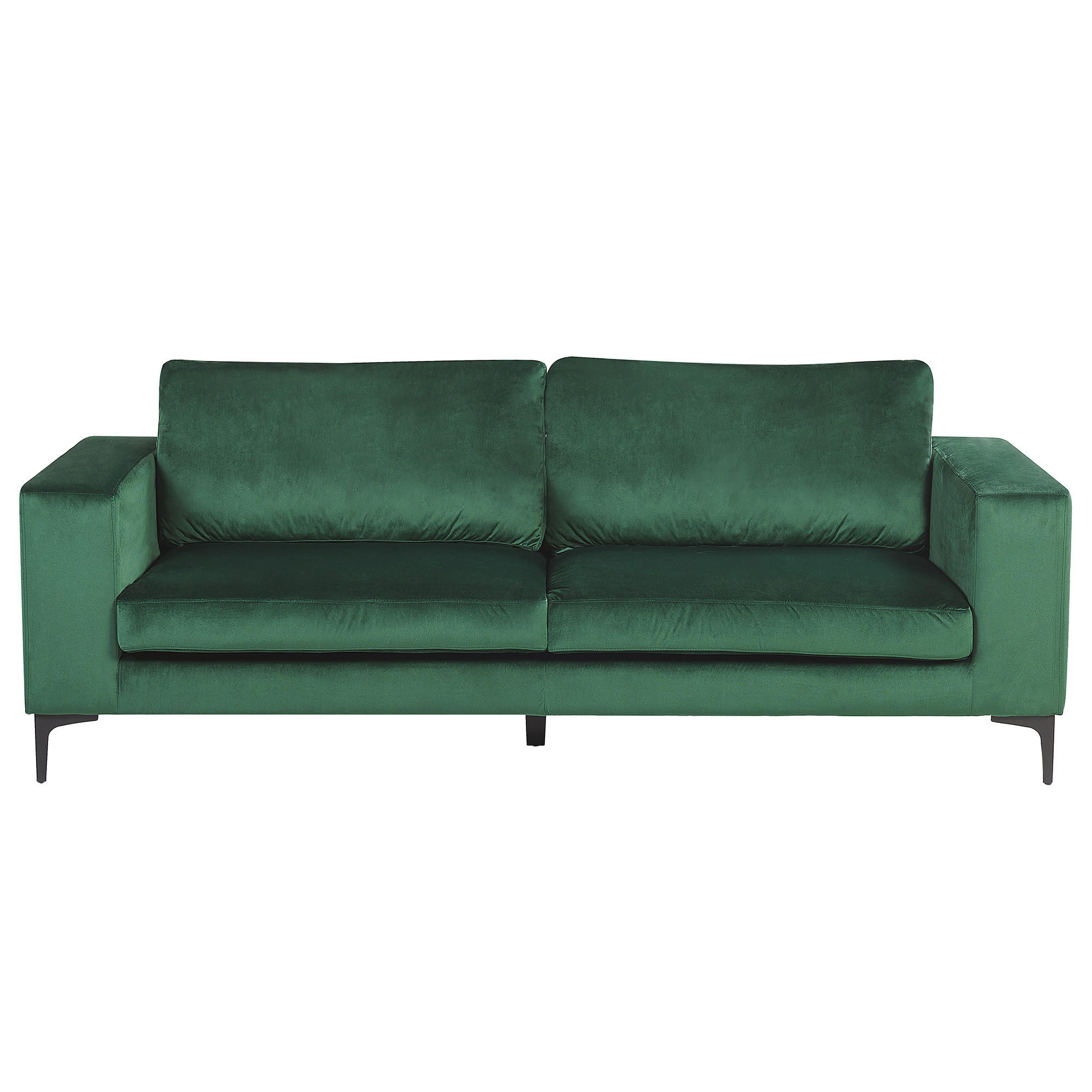3-SITZER-SOFA Samtstoff grün Vadstena - Schwarz/Grün, Textil (215/82/87cm) - Beliani