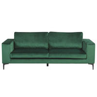 3-SITZER-SOFA Samtstoff grün Vadstena - Schwarz/Grün, Textil (215/82/87cm) - Beliani