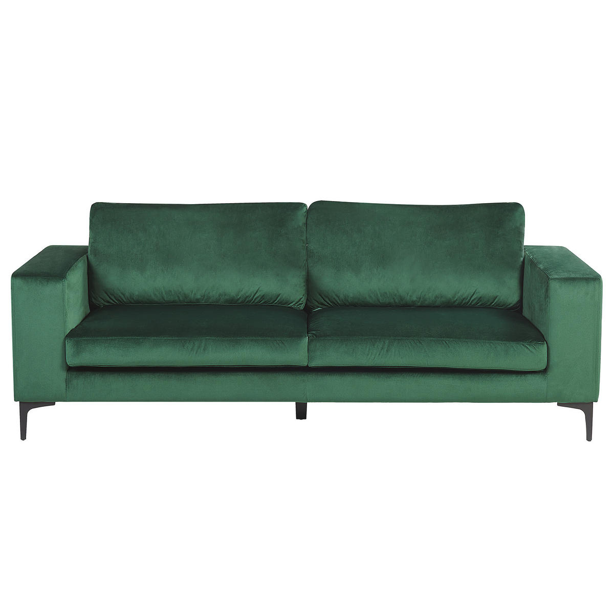3-SITZER-SOFA Samtstoff grün Vadstena - Schwarz/Grün, Textil (215/82/87cm) - Beliani