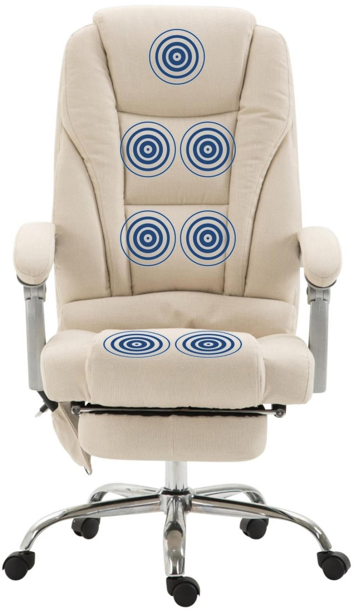CHEFSESSEL Stoff Creme - Chromfarben/Creme, Textil/Metall (68/118/64cm) - CLP