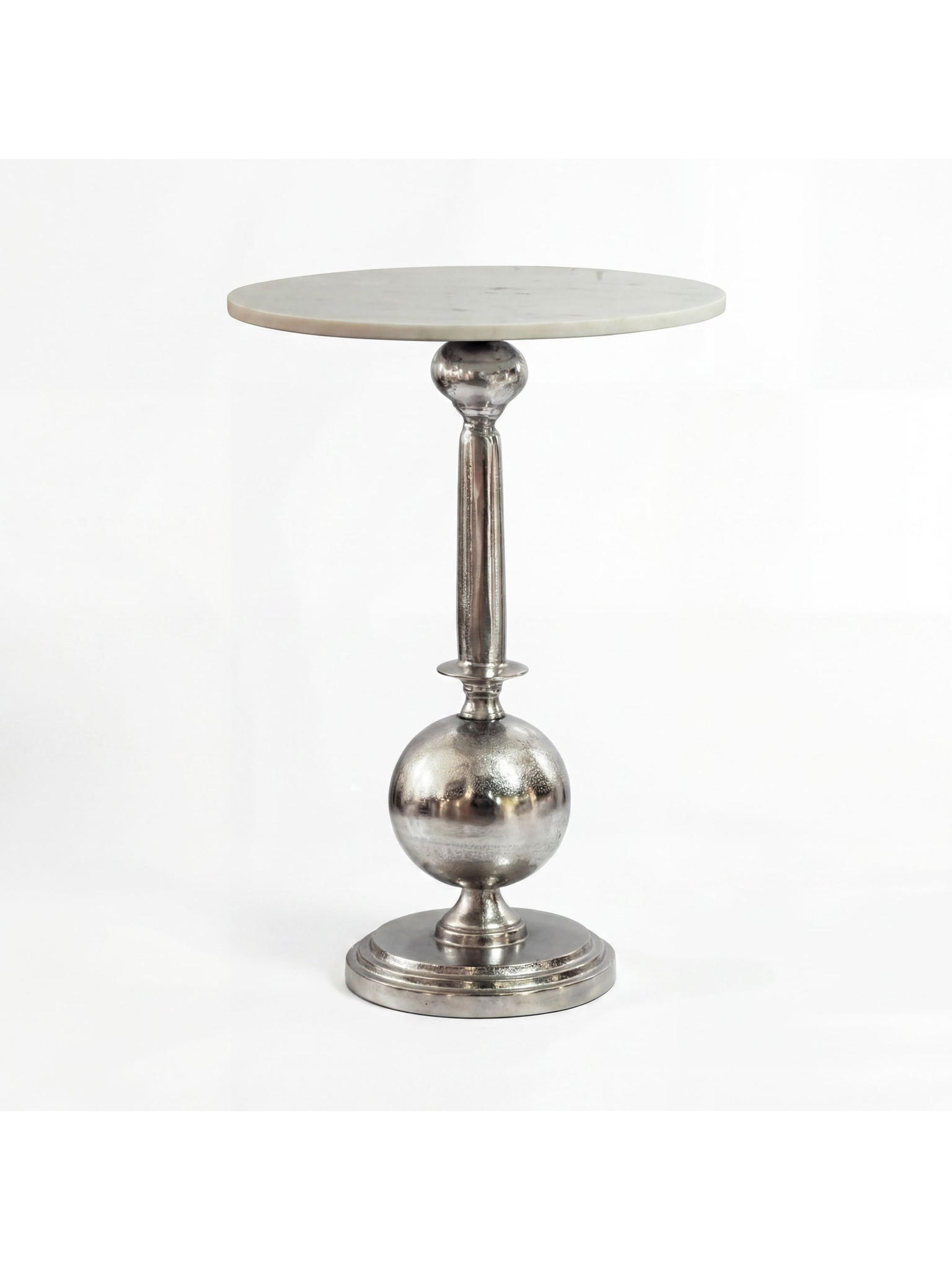 Beistelltisch Marmor Silber-Weiß Ø 40x57 cm - SARNANO   Kadima Design