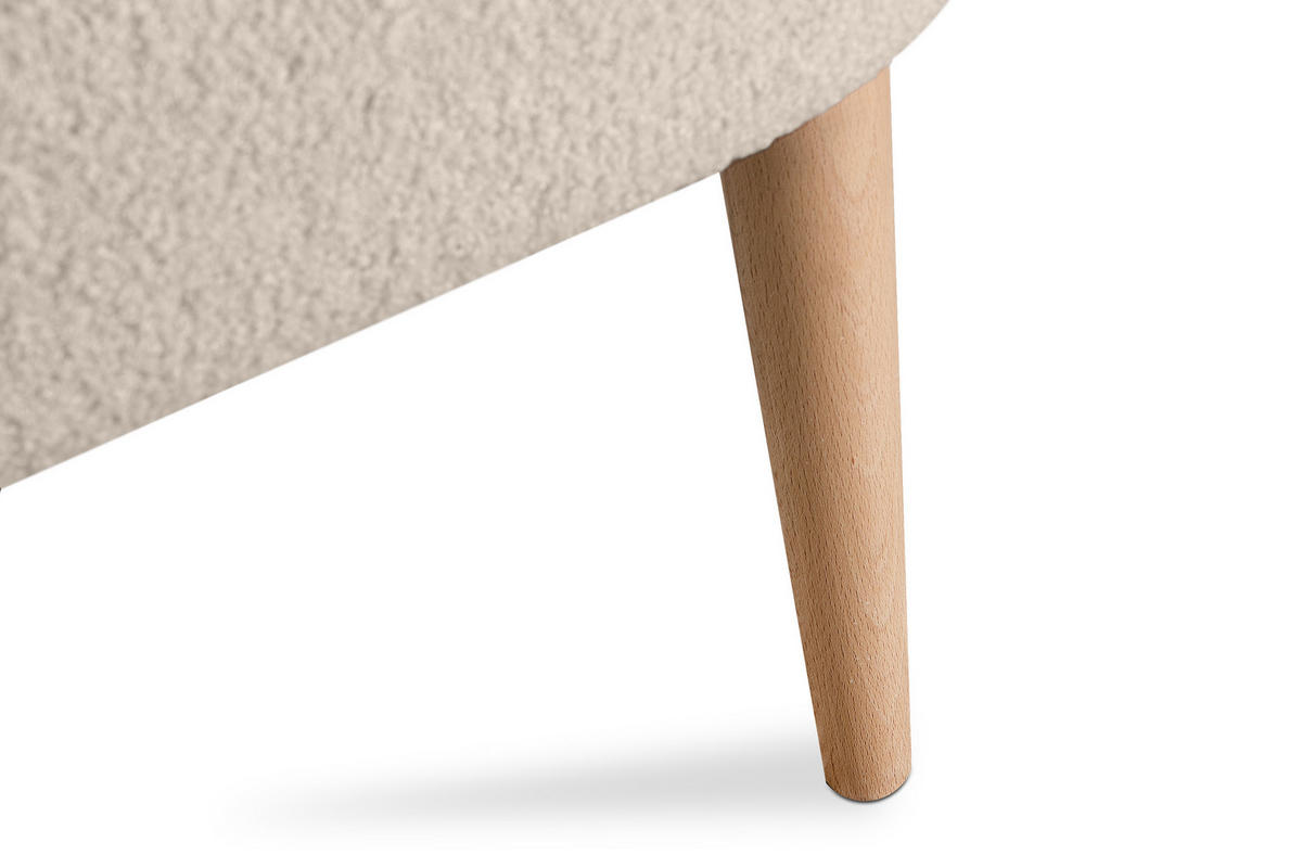 COCKTAILSESSEL APPA auf hohen Beinen aus Buche, aus recyceltem Boucle-Stoff, Ecru/Buche Dekor - Ecru/Buchefarben, Holz/Textil (63/89/65cm) - KONSIMO®