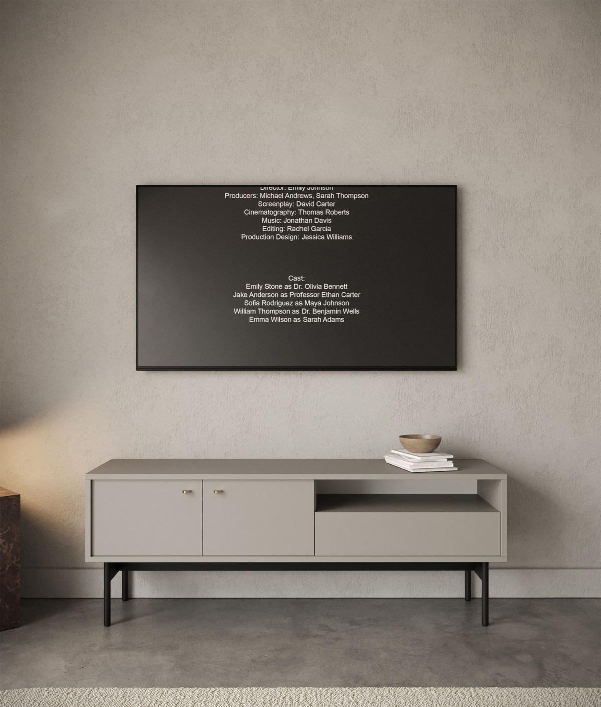 TV-ELEMENT Olar Greige154 cm - Kaschmir/Goldfarben, Holzwerkstoff/Metall (154/56.6/38cm) - Selsey