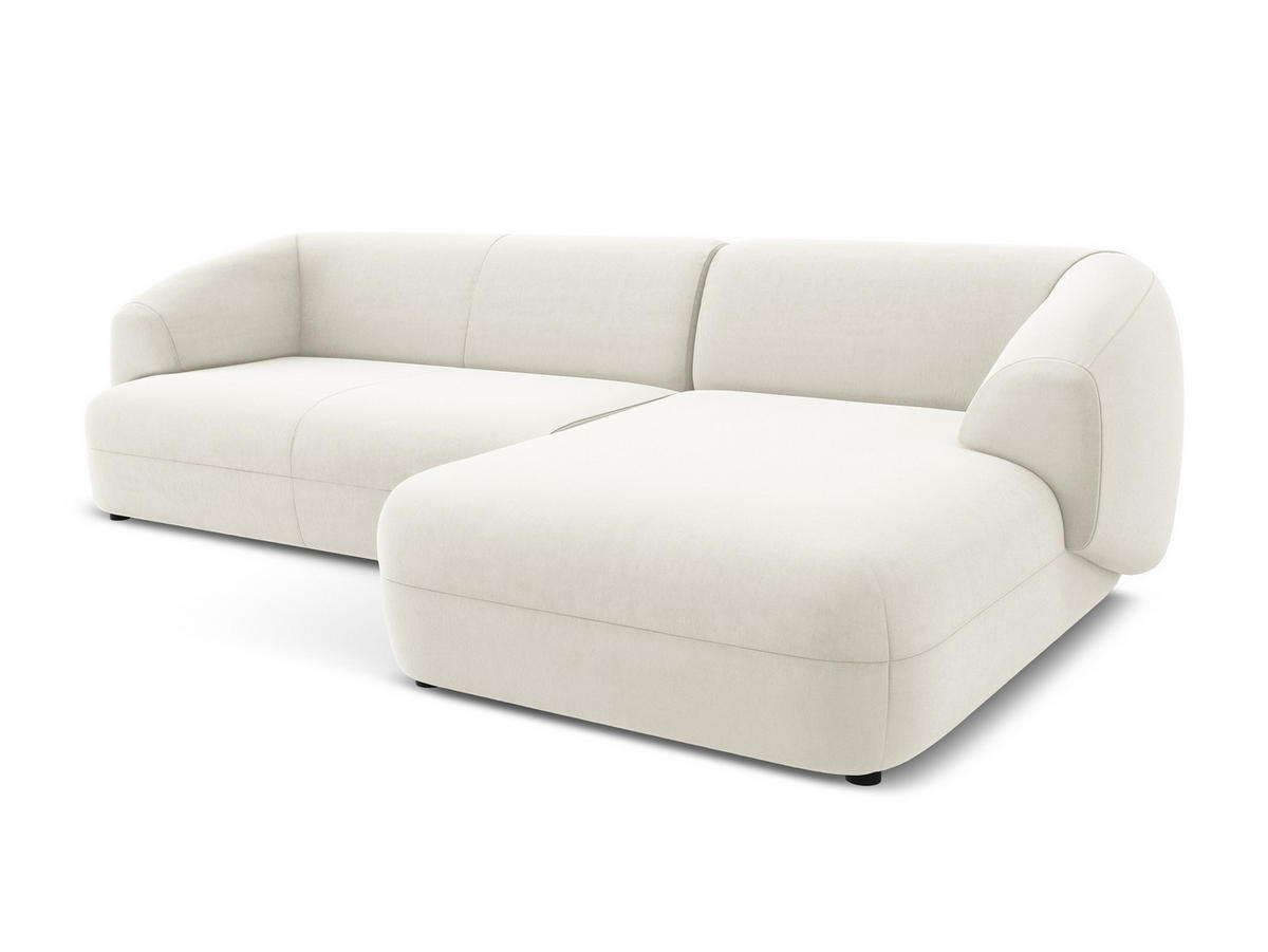 ECKSOFA Rechts Samt Stoff Beige - Beige/Creme, Kunststoff/Textil (280/156cm) - Makamii