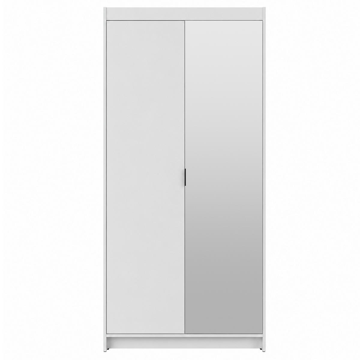 SKŘÍŇ S OTOČNÝMI DVEŘMI Elena se 2 dveřmi a zrcadlem, 90 cm, bílá - bílá, kompozitní dřevo (90/190/53cm) - Beautysofa