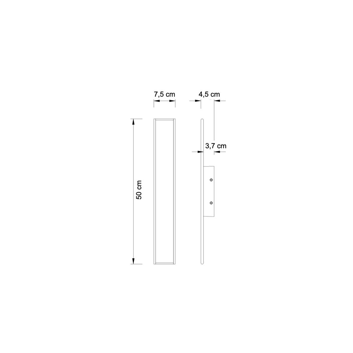 WANDLEUCHTE Bastia, Schwarz, 50cm - Schwarz, Metall (7.5/50/50cm) - KOSILUM