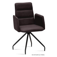 ARMLEHNSTUHL (2er-Set) Devora 52x92x60 Schwarz/Espresso - Dunkelbraun/Schwarz, Kunststoff (60/92/52cm) - 58aufmkessel