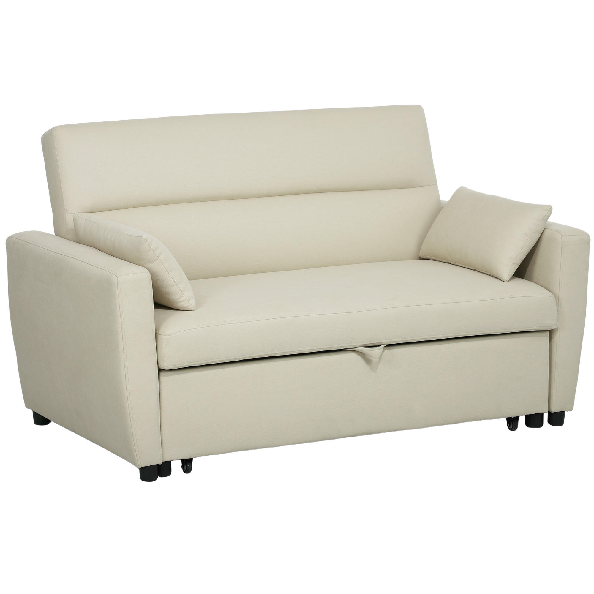 SCHLAFSOFA 2-Sitzer, Verstellbare Rückenlehne, Beige - Beige, Textil (155/88.5/90cm) - HOMCOM