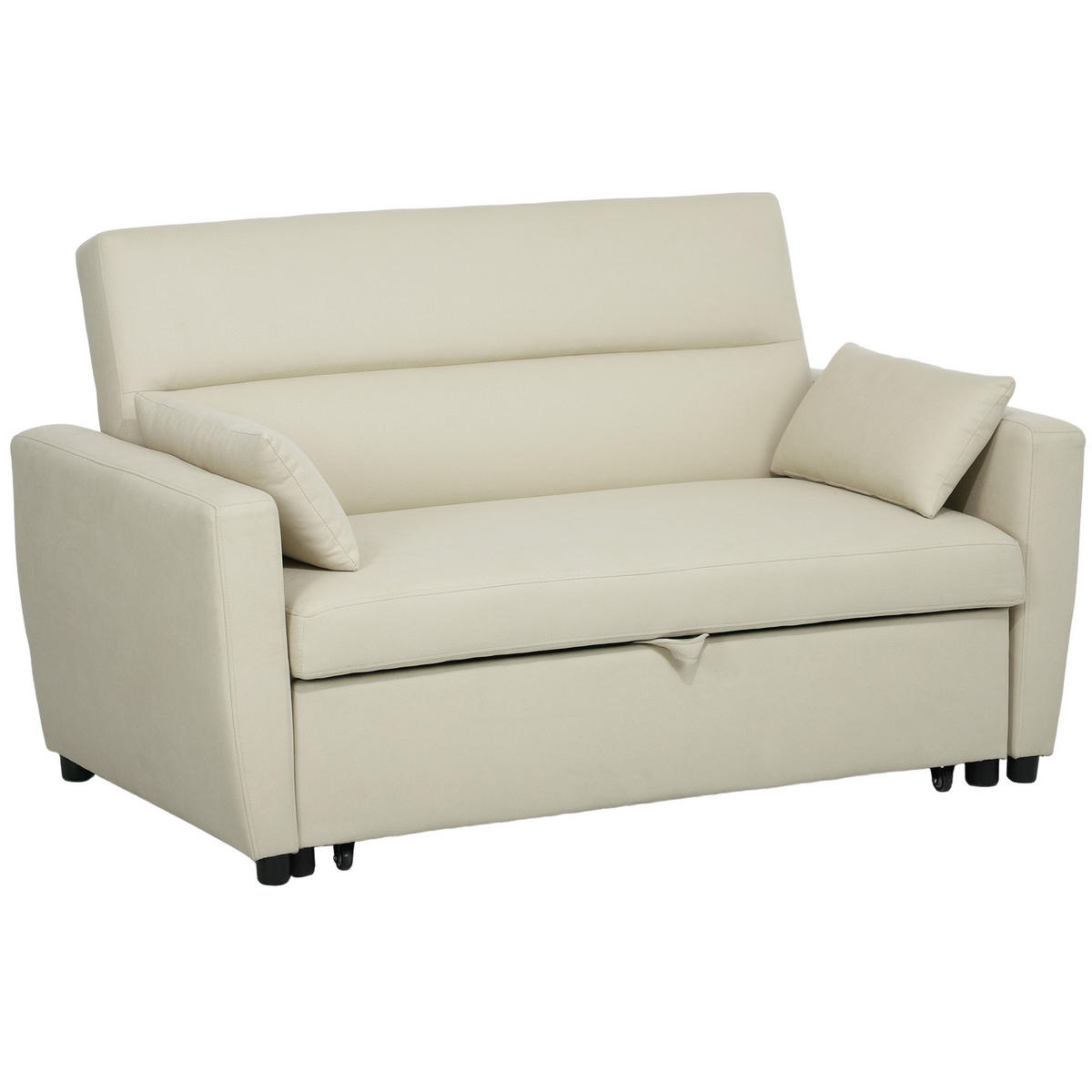 SCHLAFSOFA 2-Sitzer, Verstellbare Rückenlehne, Beige - Beige, Textil (155/88.5/90cm) - HOMCOM