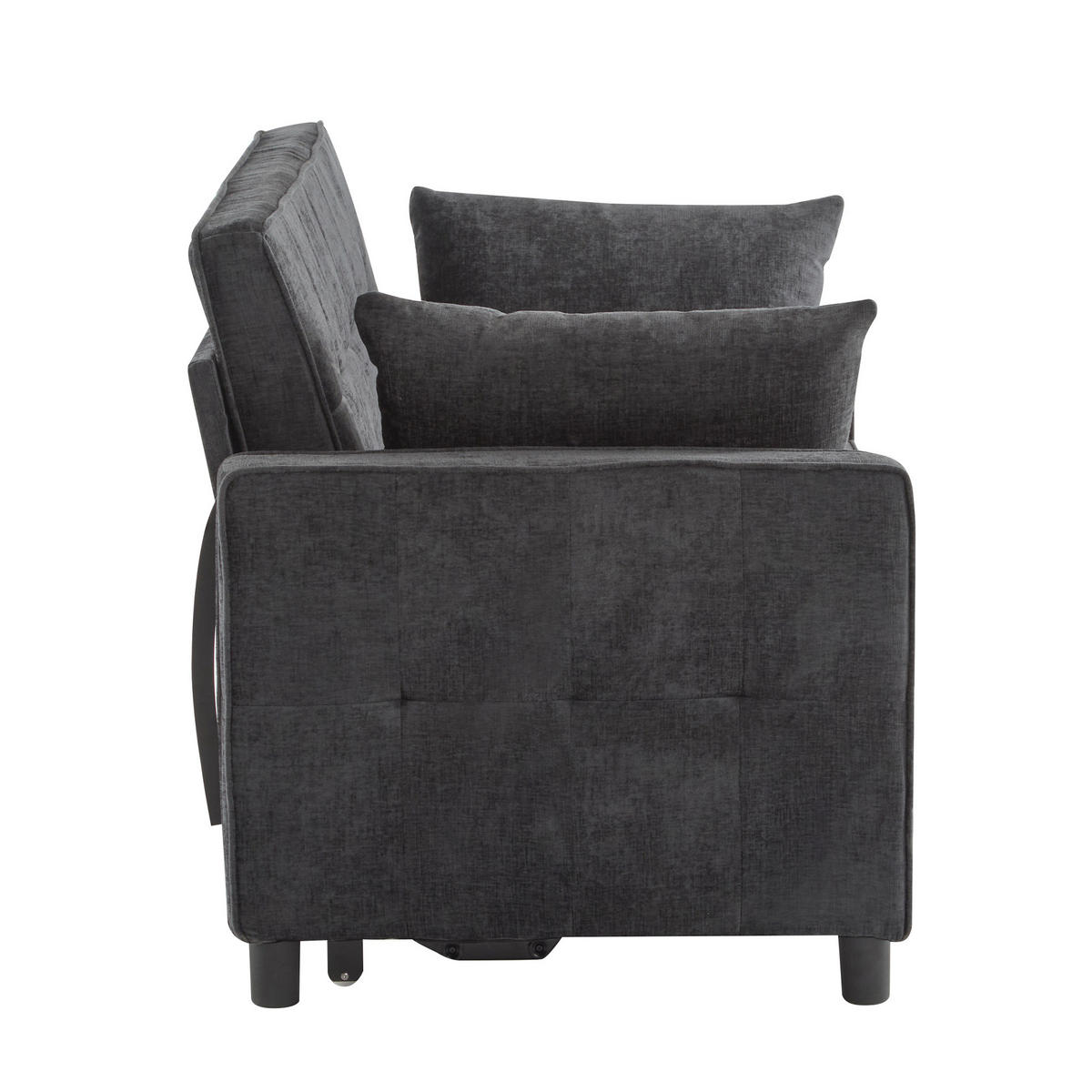 SCHLAFSOFA 142/79/85 cm Antikschwarz mit verstellbare Rückenlehne und Ausziehfunktion - Schwarz, Textil (142/85/79cm) - Oxeza