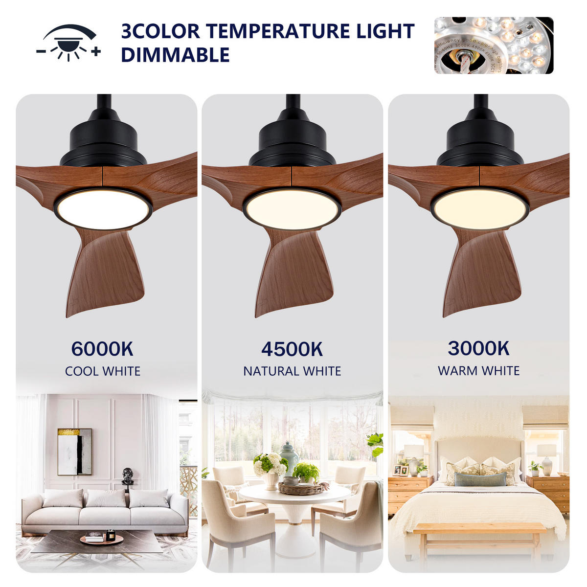 DECKENVENTILATOR DE-16234 42 Zoll dimmbar mit Fernbedienung Walnuss - Walnussfarben, Kunststoff (107/107/37cm) - ComfortXL