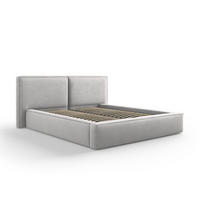 BETT mit Bettkasten und Kopfteil Jodie aus strukturiertem Stoff hellgrau 160x200cm - Hellgrau, Textil (160/200cm) - Micadoni
