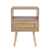NACHTTISCH mdf rattan naturholzoptik mit schublade - Naturfarben, Holzwerkstoff (40/55/30cm) - Urban Meuble