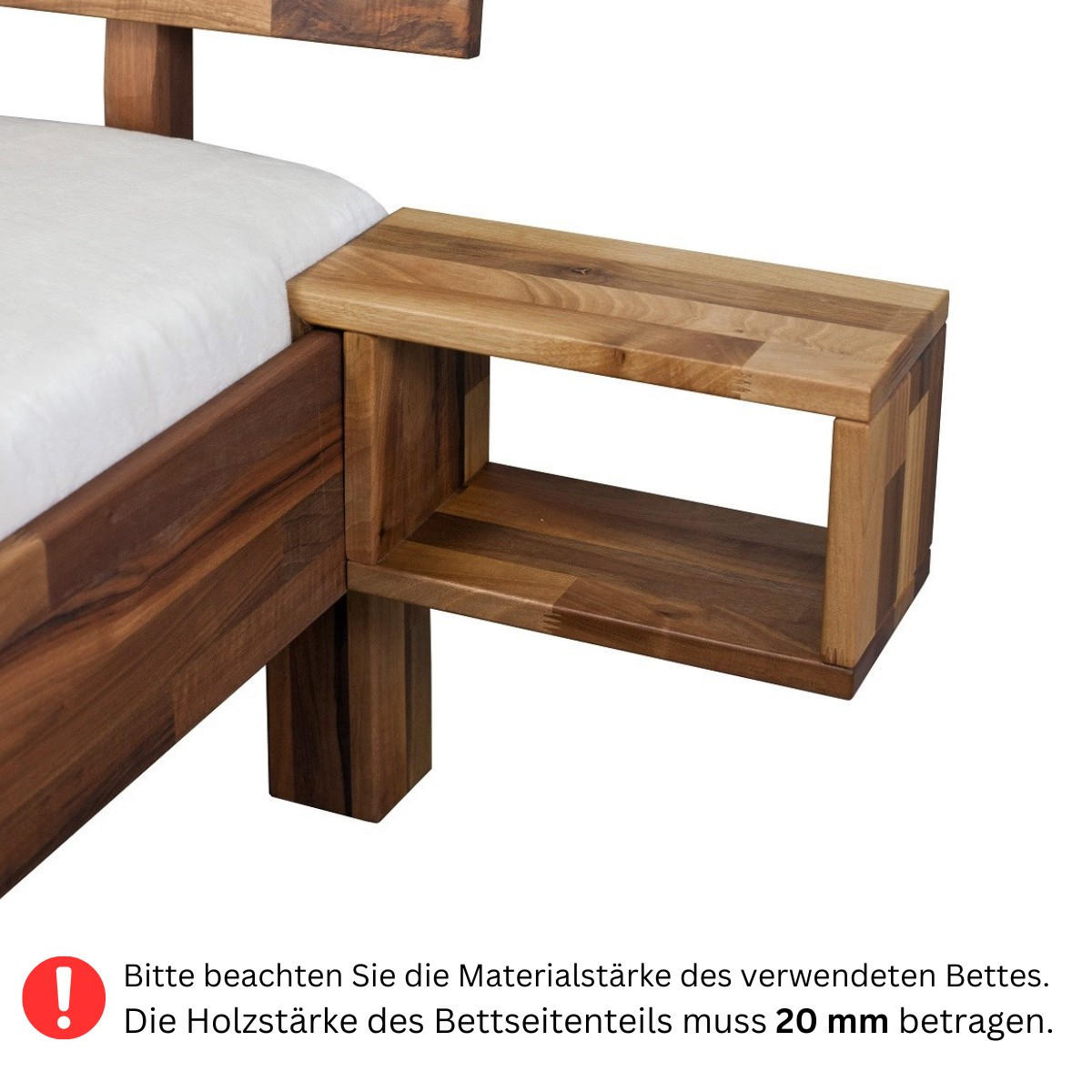MeinMassivholz Nachtkonsole Nussbaum 34x18x16 cm