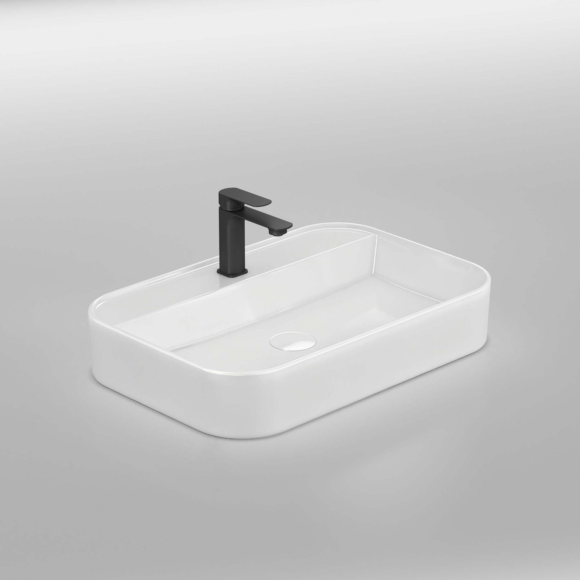 WASCHBECKEN Weiß 60 / 40 / 11 cm - Weiß Hochglanz, Keramik (40/11/60cm) - EMKE