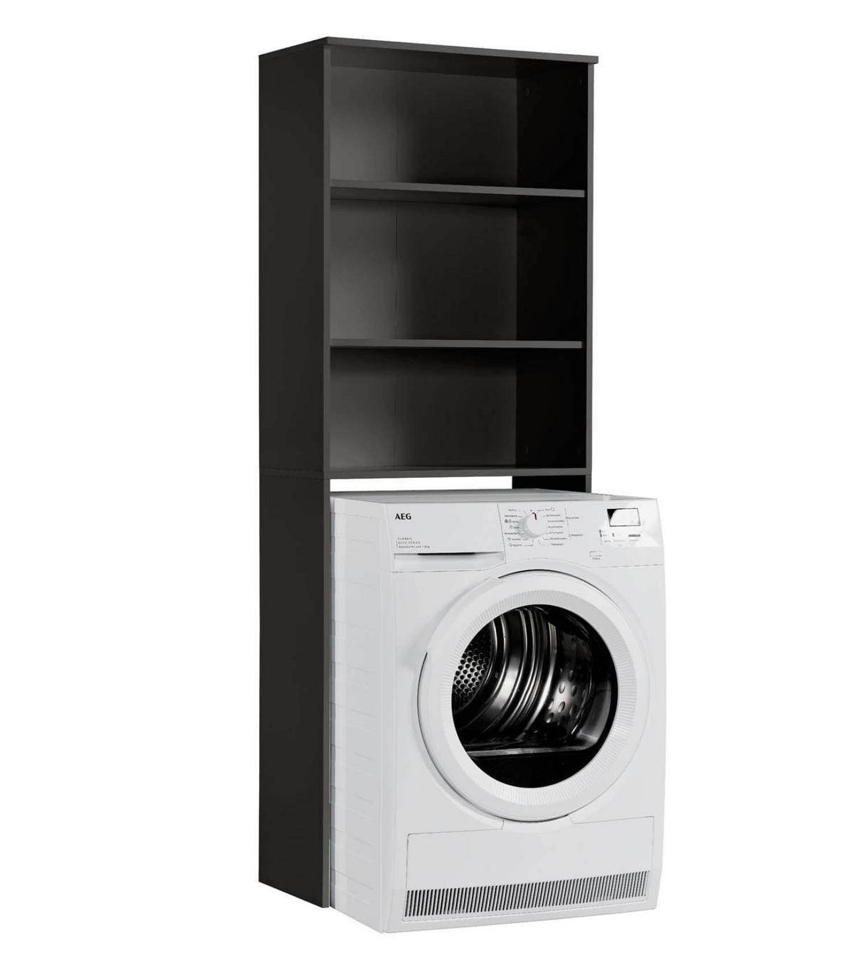 WASCHMASCHINENSCHRANK Der Saubermann - Anthrazit/Schwarz, Holzwerkstoff (65/180/34cm) - Mokebo