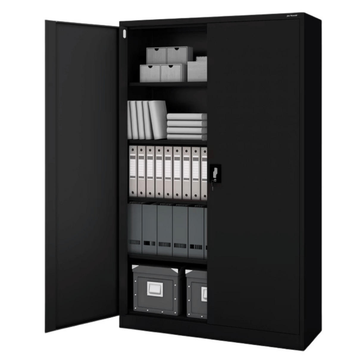 AKTENSCHRANK abschließbar KADO mit Flügeltüren 185x115x40cm Schwarz - Schwarz, Metall (115/185/40cm) - DELUKE