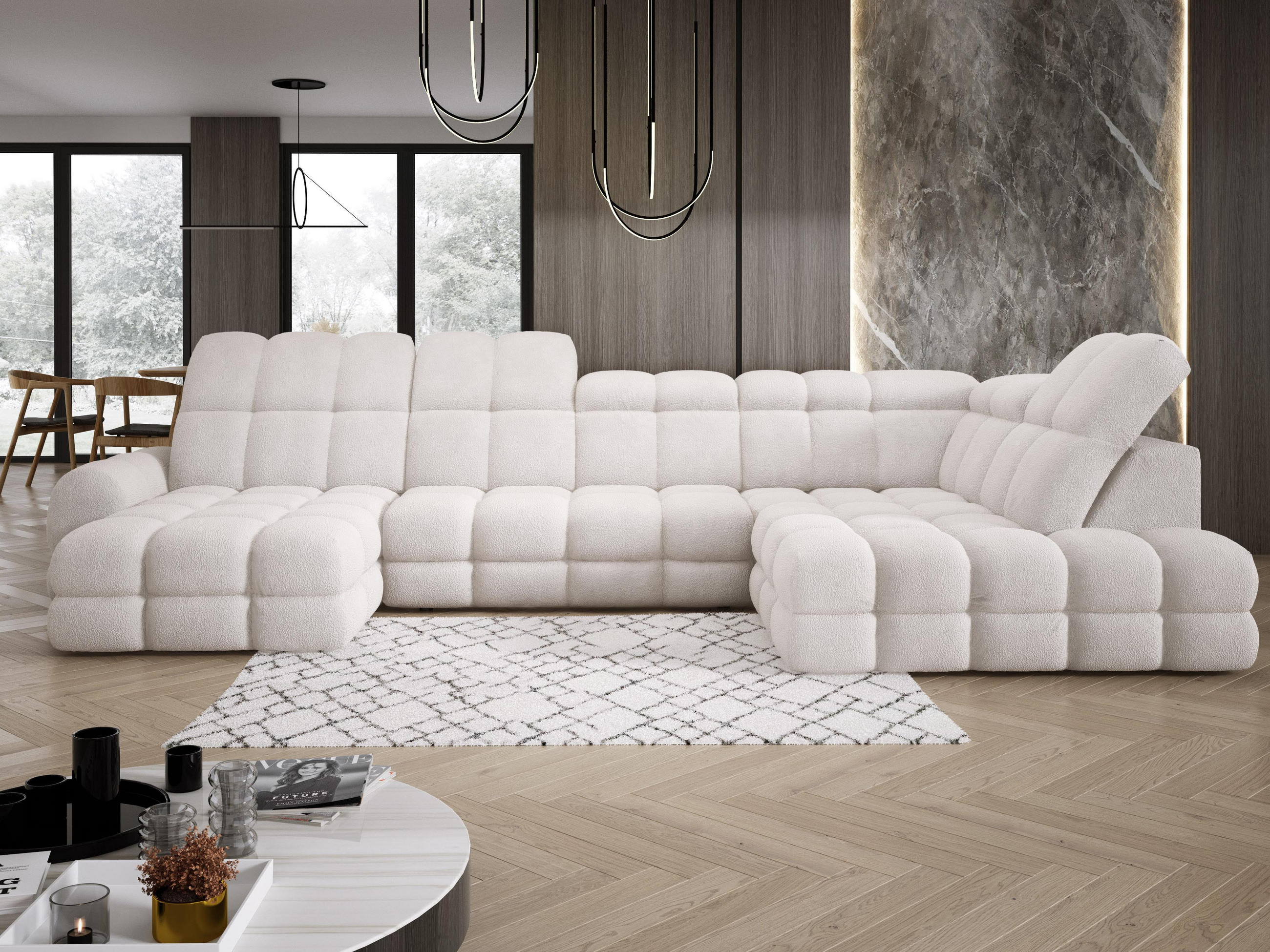 ECKSOFA TOLLO Anthology-stoff U-form 400x217x105 cm weiss - Kaschmir, Holz/Textil (217/400cm) - DomoHome