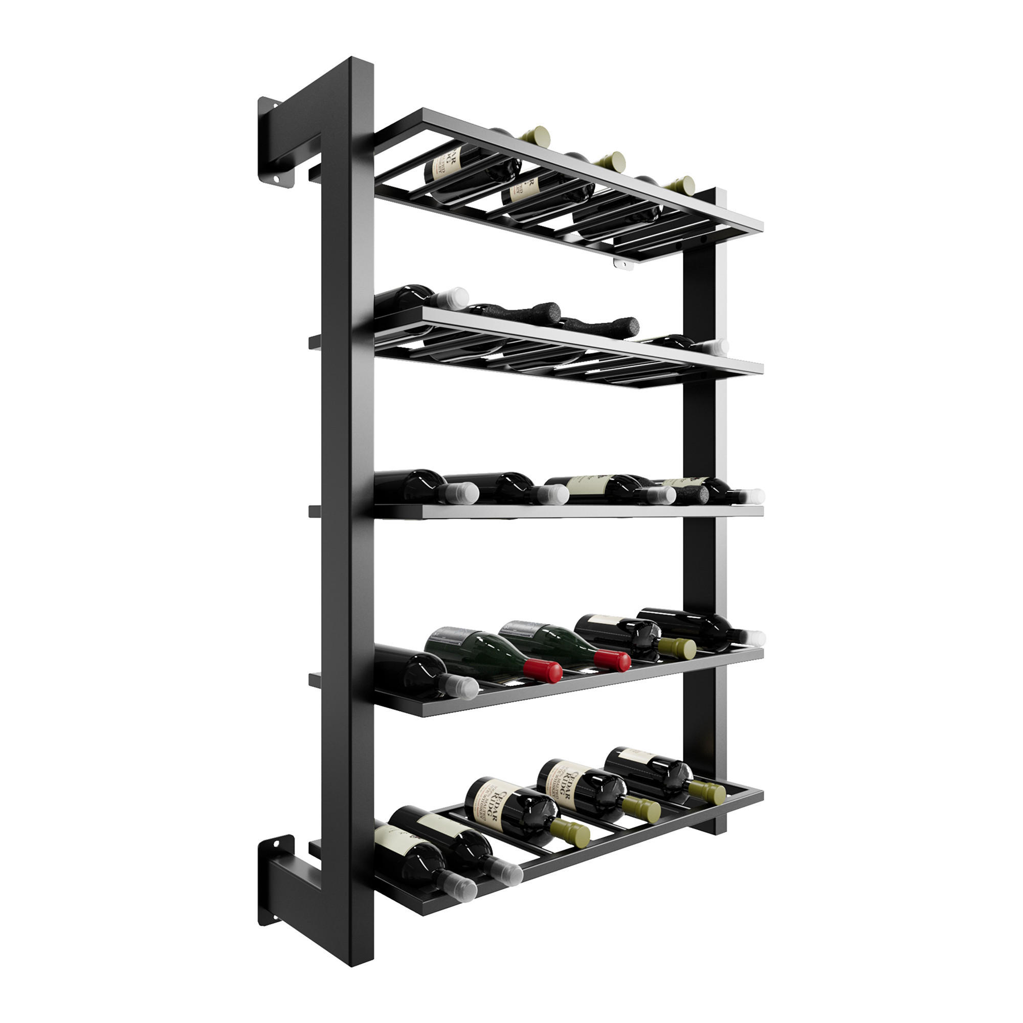 WEINREGAL Canary Metall,Schwarz, Für 45 Weinflaschen 120/80/30 cm - Schwarz, Metall (30/120/80cm) - Metalo Pro