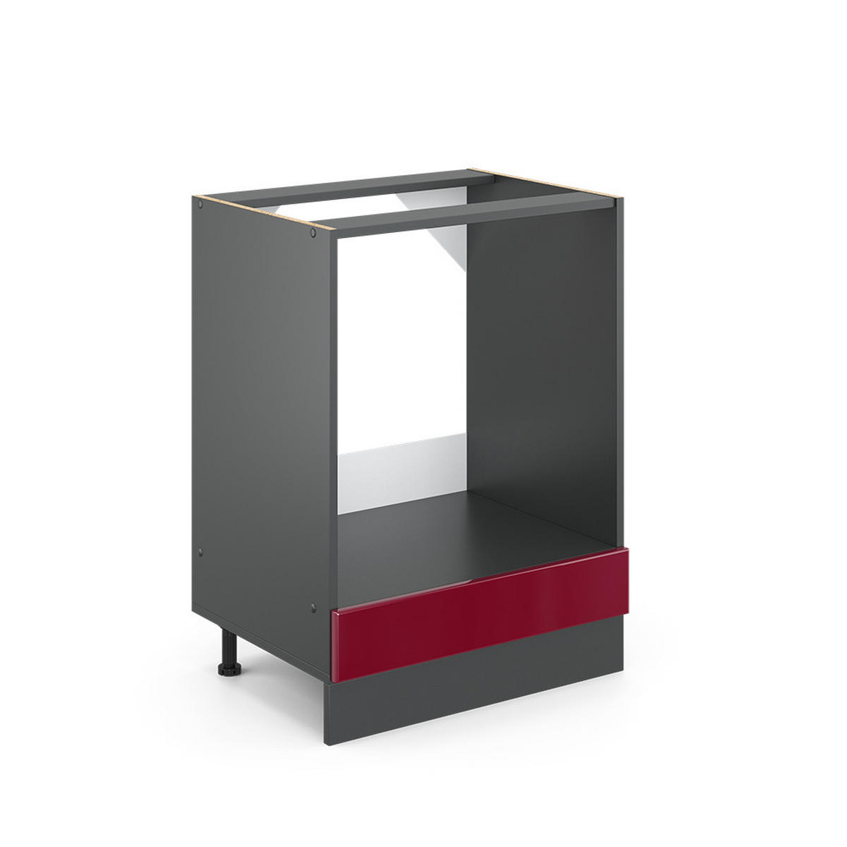 HERDUMBAUSCHRANK R-Line Rot Hochglanz 60 cm ohne Arbeitsplatte - Bordeaux/Anthrazit, Holzwerkstoff (60/81.6/46cm) - Vicco