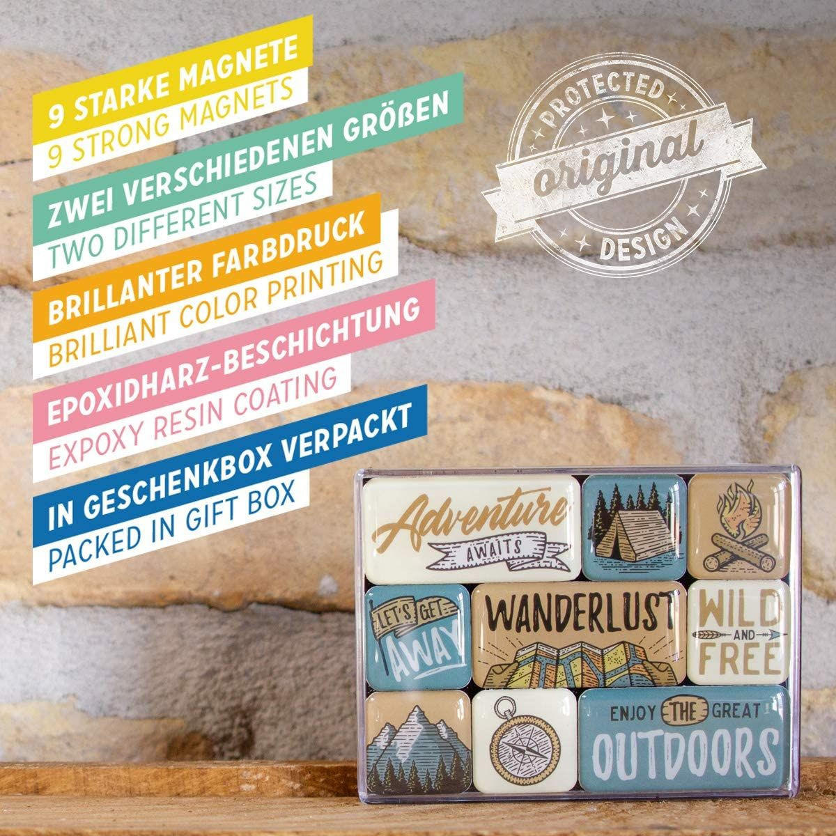 MAGNETSET 9-teilig Outdoor & Activities Outdoor Adventure - Multicolor, Metall (9/7/2cm) - Nostalgic-Art