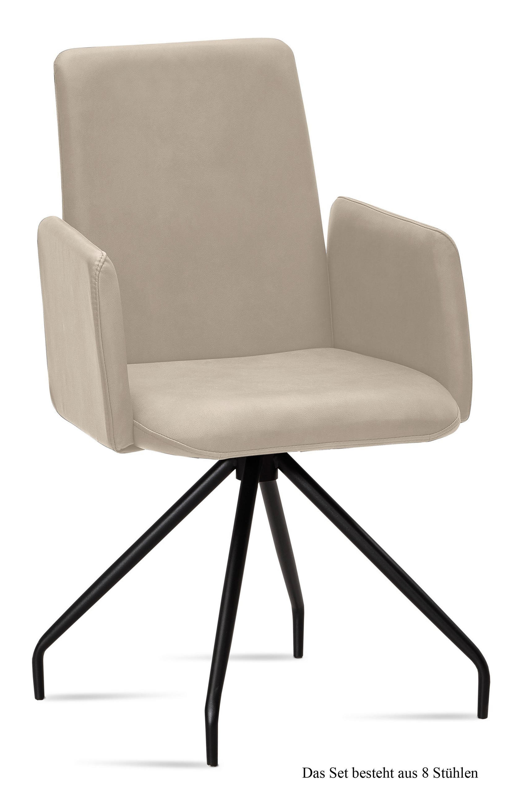 ARMLEHNSTUHL (8er-Set) Detana 52x92x60 Schwarz/Natur - Schwarz/Naturfarben, Kunststoff (60/92/52cm) - 58aufmkessel