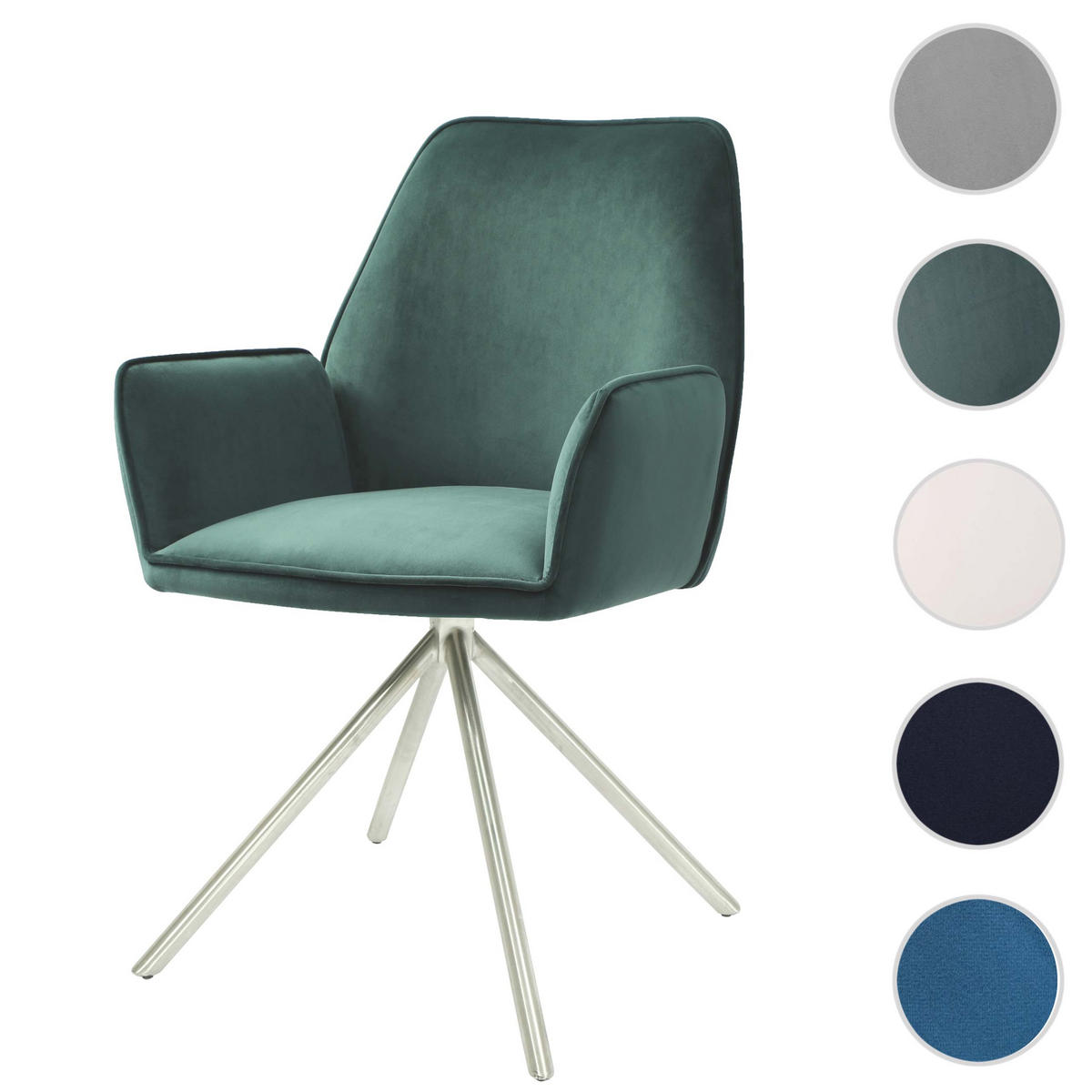 ESSZIMMERSTUHL Grün, Silber - Silberfarben/Grün, Textil (60/86/60cm) - MCW