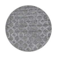 TEPPICH Esszimmer 3D Grafisch Elegant Waschbar Wohnzimmer Rund Grau 160x160 cm – EISACK - Grau, Textil (160/160cm) - KADIMA DESIGN
