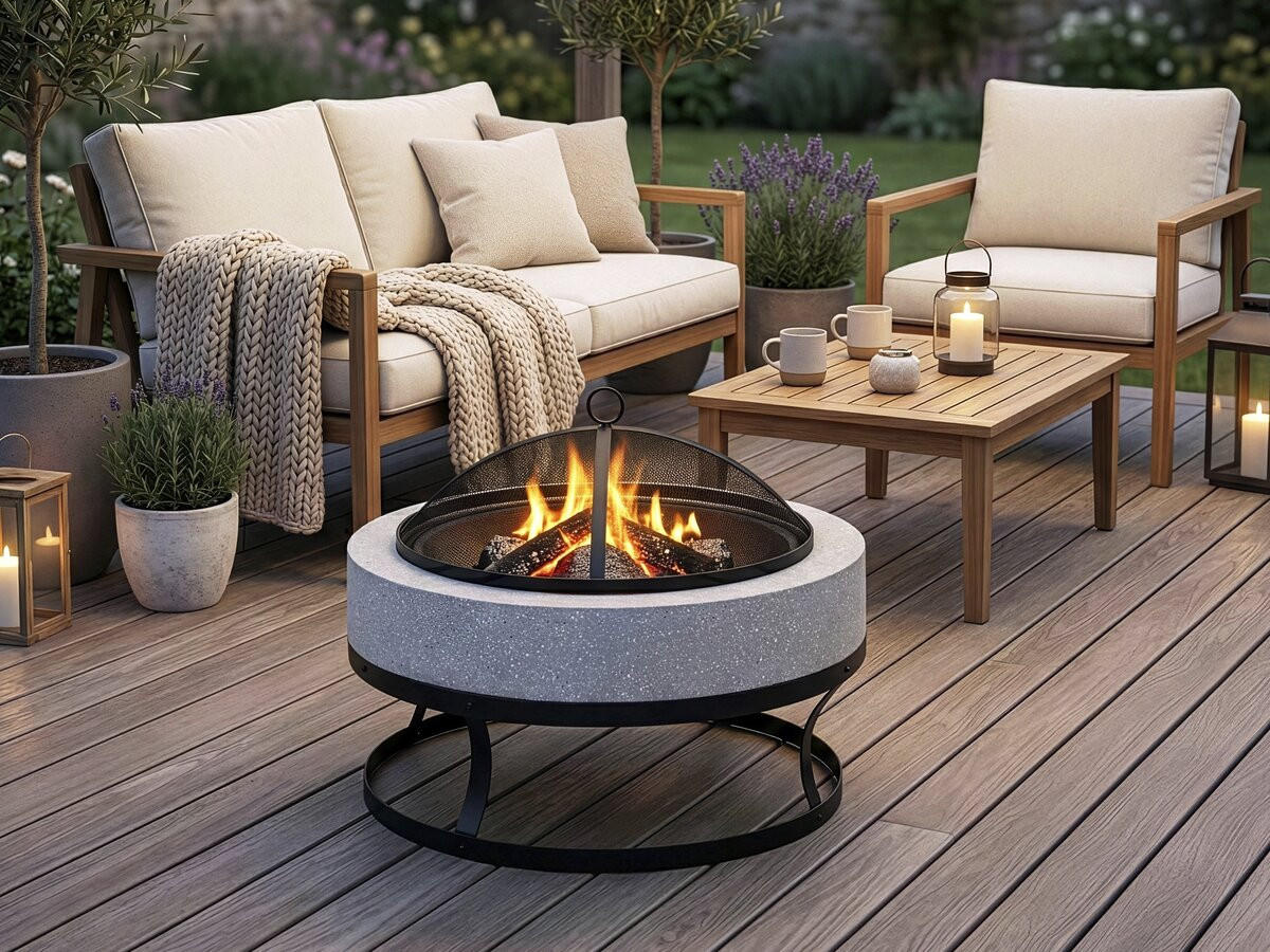 FEUERSCHALE Torro Weiß - Schwarz, Metall (70/49/70cm) - Habitat Garten